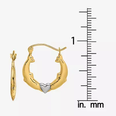 Dolphin 10K Gold 19mm Heart Hoop Earrings
