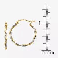 14K Two Tone Gold 16mm Round Hoop Earrings