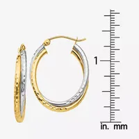 14K Two Tone Gold 17mm Oval Hoop Earrings