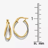 14K Two Tone Gold 20mm Oval Hoop Earrings