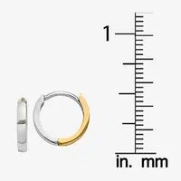 14K Two Tone Gold 7mm Round Hoop Earrings