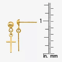 14K Gold Cross Drop Earrings