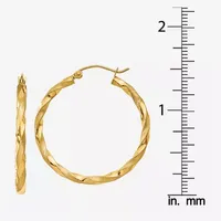 14K Gold 32mm Round Hollow Hoop Earrings
