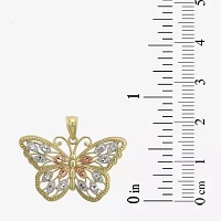 10K Tri-Tone Gold Butterfly Pendant