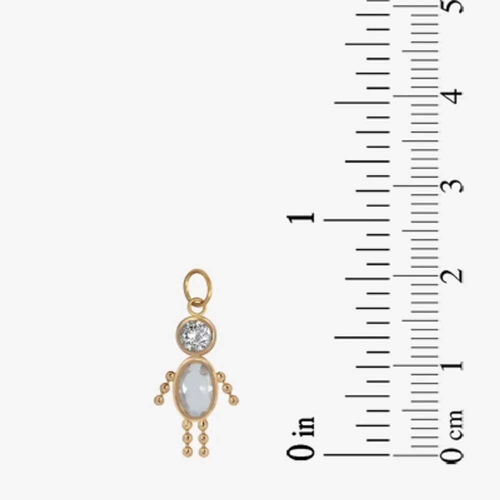 10K Gold April Birthstone Babies Boy Charm