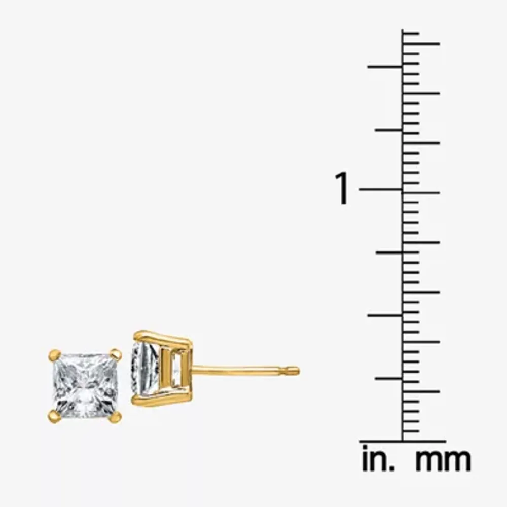 1 3/4 CT. T.W. White Moissanite 14K Gold 5.5mm Square Stud Earrings