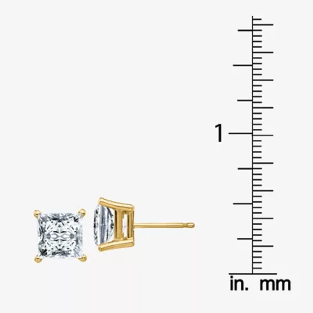 3 3/4 CT. T.W. White Moissanite 14K Gold 7mm Square Stud Earrings