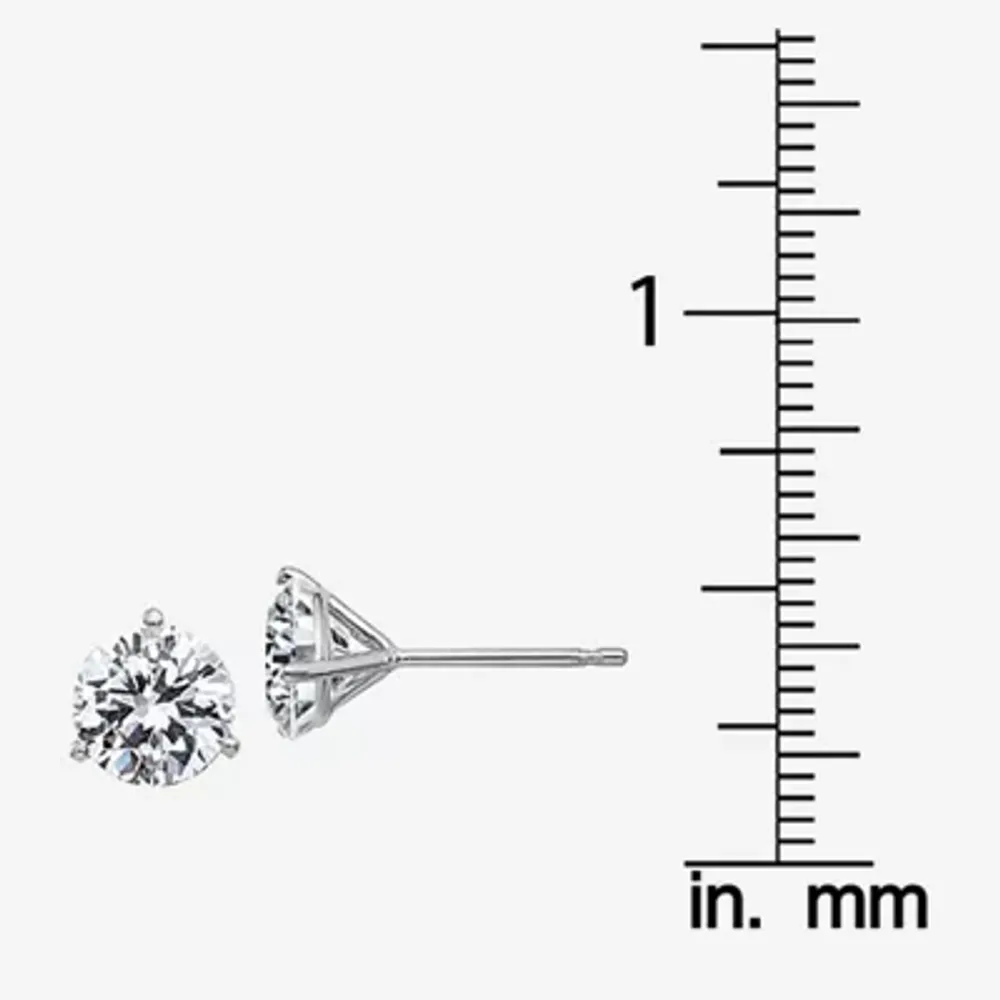 1 7/8 CT. T.W. White Moissanite 14K Gold 6.5mm Round Stud Earrings