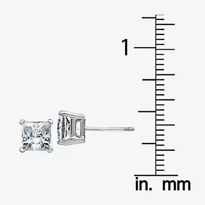 1 3/8 CT. T.W. White Moissanite 14K Gold 5mm Square Stud Earrings