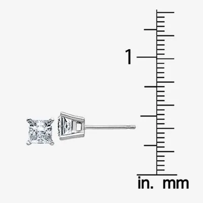 1 CT. T.W. White Moissanite 14K Gold 4.5mm Square Stud Earrings