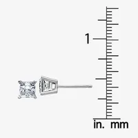 1 CT. T.W. White Moissanite 14K White Gold 4.5mm Square Stud Earrings