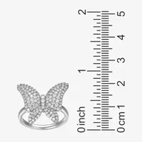 Diamonart Womens 2 CT. T.W. White Cubic Zirconia Sterling Silver Butterfly Cocktail Ring