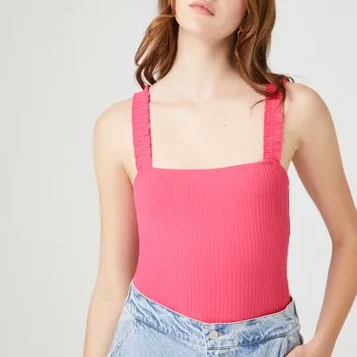 Forever 21 Knit Tank Bodysuit Sleeveless Bodysuit-Juniors