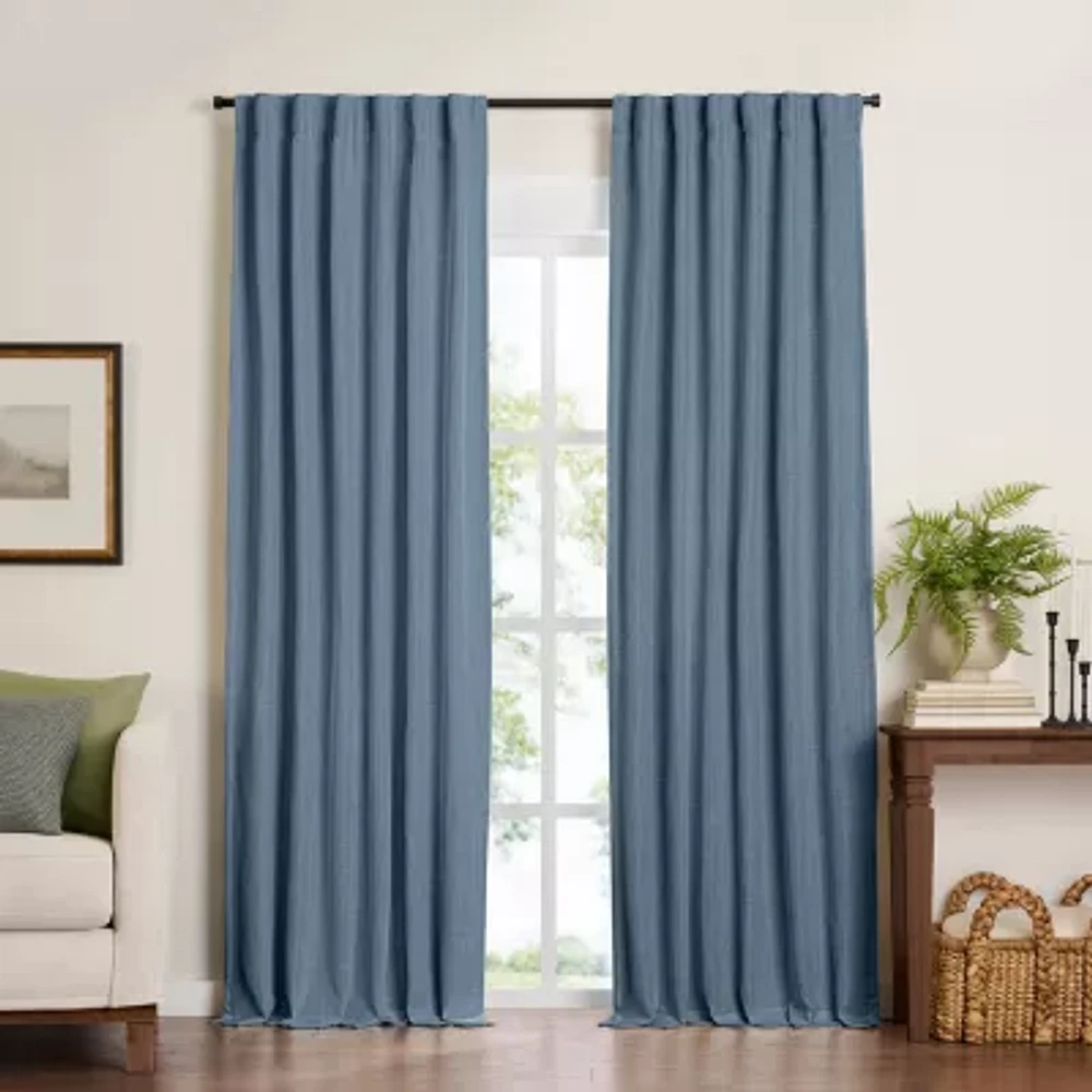 Elrene Home Fashions Harrow Blackout Rod Pocket Back Tab Single Curtain Panel