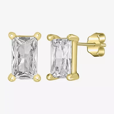 Silver Treasures Delicates Cubic Zirconia 14K Gold Over Brass 6mm Stud Earrings