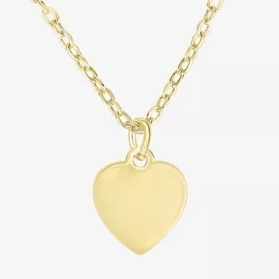 Silver Treasures Delicates 14K Gold Over Brass 16 Inch Cable Heart Pendant Necklace