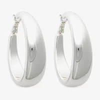 Bold Elements Silver Tone Womens 30.1mm Hoop Earrings