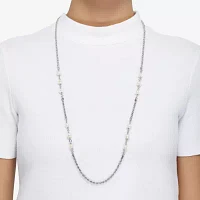 Womens Dyed White Cultured Freshwater Pearl Sterling Silver Strand Necklace