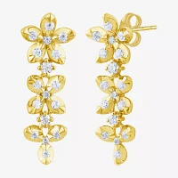 Diamond Blossom (G / Si2) 1/2 CT. T.W. Lab Grown White Diamond 10K Gold Flower Drop Earrings