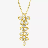 Diamond Blossom (G / Si2) Womens 1/2 CT. T.W. Lab Grown White Diamond 10K Gold Flower Pendant Necklace