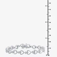 1/10 CT. T.W. Natural White Diamond Sterling Silver Heart 7 Inch Tennis Bracelet