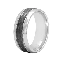 Mens 8mm Comfort Fit Two-Tone Sterling Silver Ring