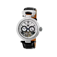 Heritor Automatic Ganzi Mens Leather Day&Date-Silver Watches