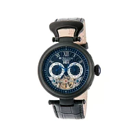 Heritor Automatic Ganzi Mens Leather Day&Date-Black/Navy Watches