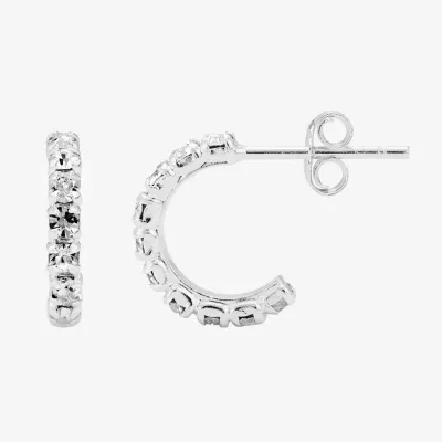 Itsy Bitsy Crystal Sterling Silver Hoop Earrings