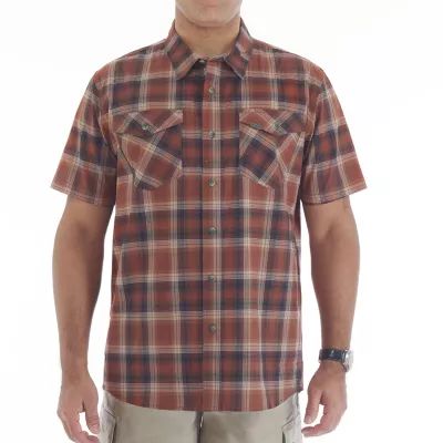 Lucky Brand Men's Linen Plaid Short Sleeve Workwear Shirt