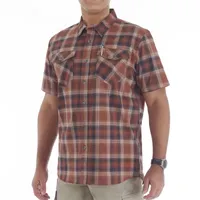 Smiths Workwear Mens Regular Fit Short Sleeve Plaid Button-Down Shirt