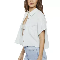 Forever 21 Juniors Womens Short Sleeve Regular Fit Button-Down Shirt
