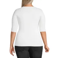 Worthington Plus Womens Ultra Smoothing Crew Neck Top