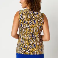 Black Label by Evan-Picone Womens Crew Neck Sleeveless Blouse