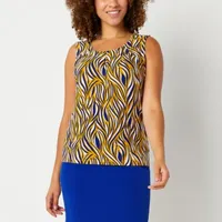 Black Label by Evan-Picone Womens Crew Neck Sleeveless Blouse