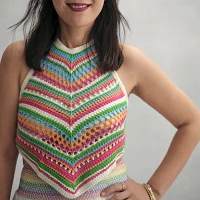 Hope & Wonder Pride Womens Crochet Halter Neck Tank Top