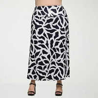24seven Comfort Apparel Womens Mid Rise Long A-Line Skirt-Plus