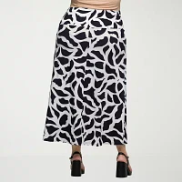 24seven Comfort Apparel Womens Mid Rise Long A-Line Skirt-Plus