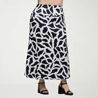 24seven Comfort Apparel Womens Mid Rise Long A-Line Skirt-Plus