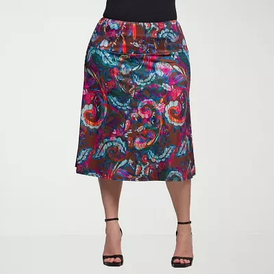24seven Comfort Apparel Womens Mid Rise A-Line Skirt-Plus