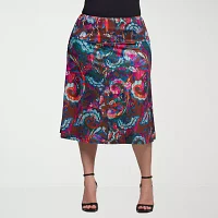 24seven Comfort Apparel Womens Mid Rise A-Line Skirt-Plus