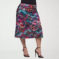 24seven Comfort Apparel Womens Mid Rise A-Line Skirt-Plus