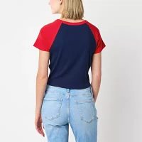 Juniors Womens Crew Neck Short Sleeve Graphic T-Shirt