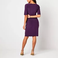 Jessica Howard Womens Elbow Sleeve Sheath Dress