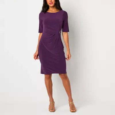 Jessica Howard Womens Elbow Sleeve Sheath Dress