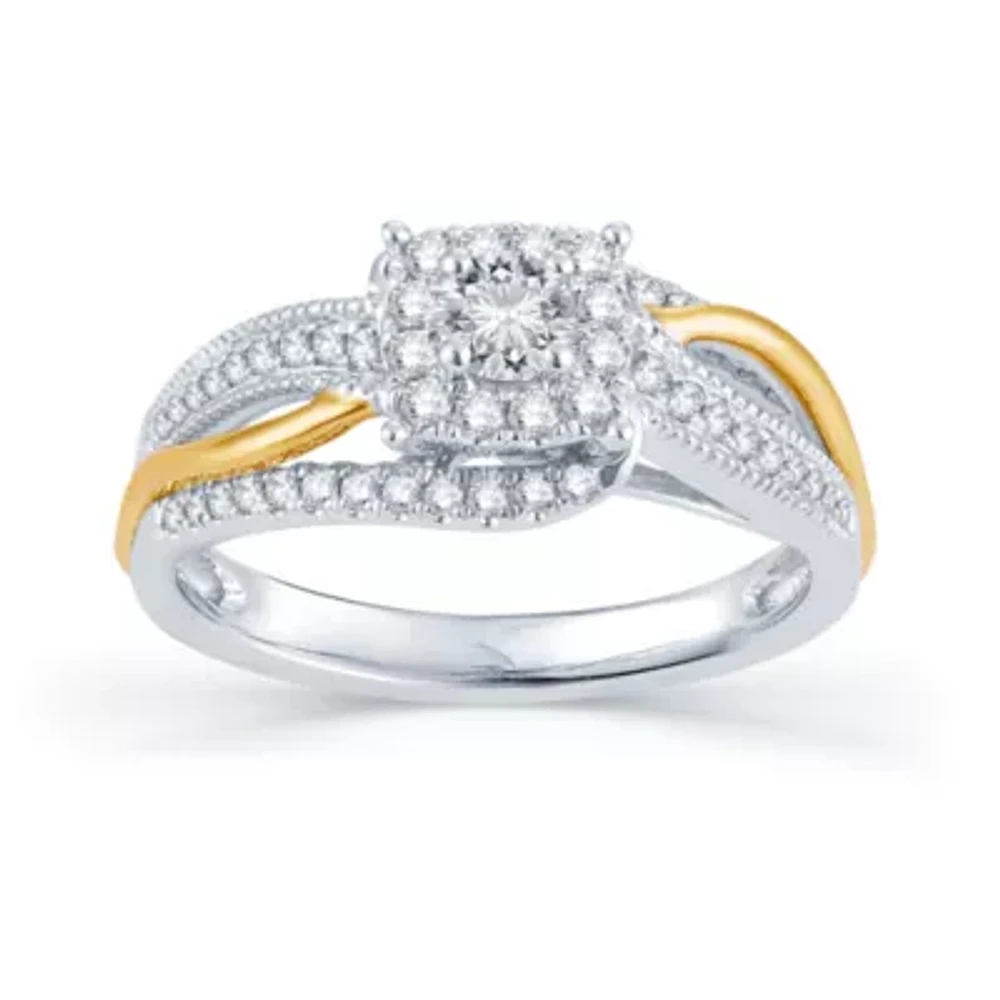 Womens 1/2 CT. T.W. Natural White Diamond 14K Gold Cushion Halo Engagement Ring