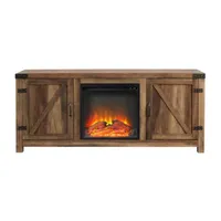 58" Barn Door Fireplace TV Stand"