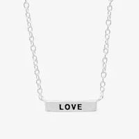 Itsy Bitsy Love Sterling Silver 16 Inch Cable Bar Pendant Necklace