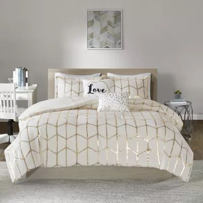 Intelligent Design Khloe Metallic Printed Comforter Set with decorative pillows