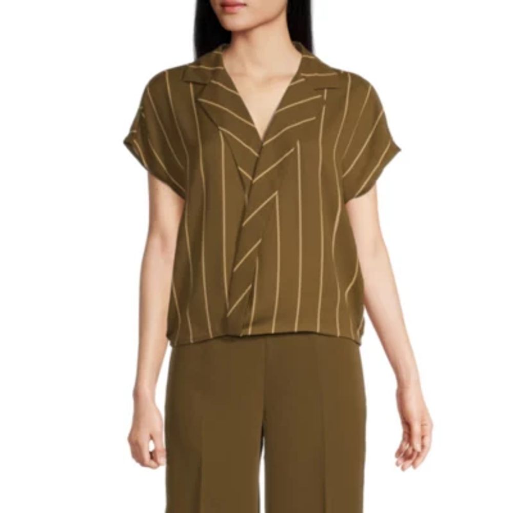 Worthington Womens V Neck Short Sleeve Wrap Shirt | Plaza Las Americas